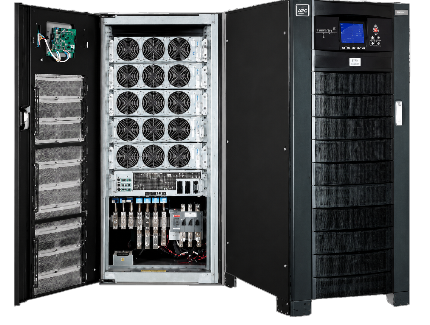UPS APC trifásico de alta potencia con panel abierto